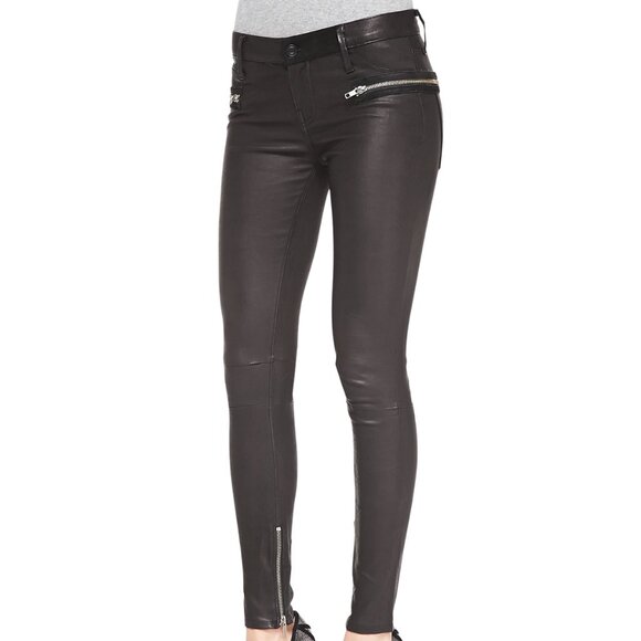 ISO RtA Black leather Skinny Pants size 24 ( maybe 23) leg zippers please share - Picture 1 of 8